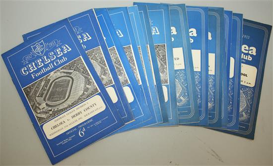 Fifteen 1952-55 Chelsea Football Club programmes,